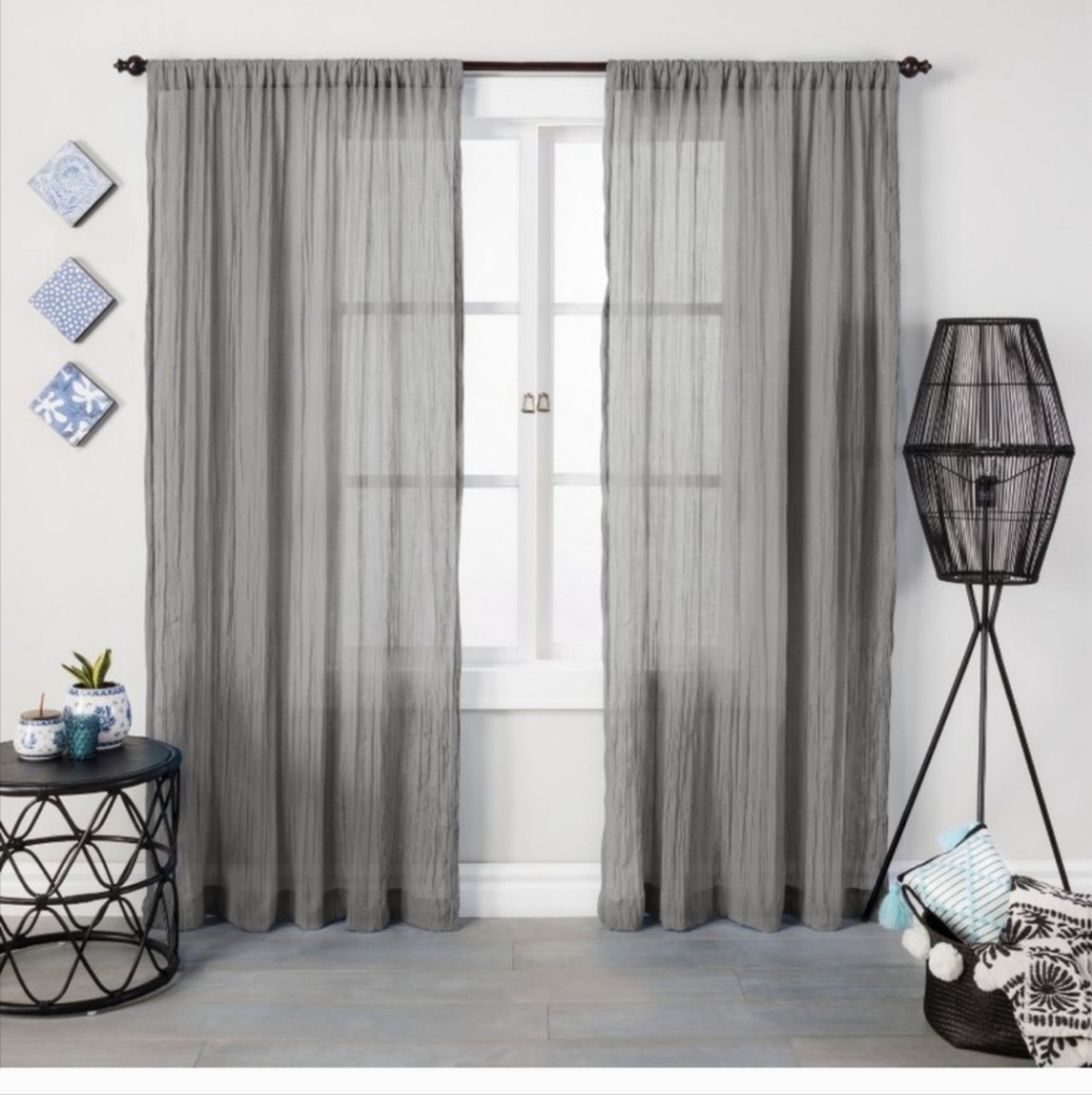 Two Opalhouse gray curtains sheer 42 X 84